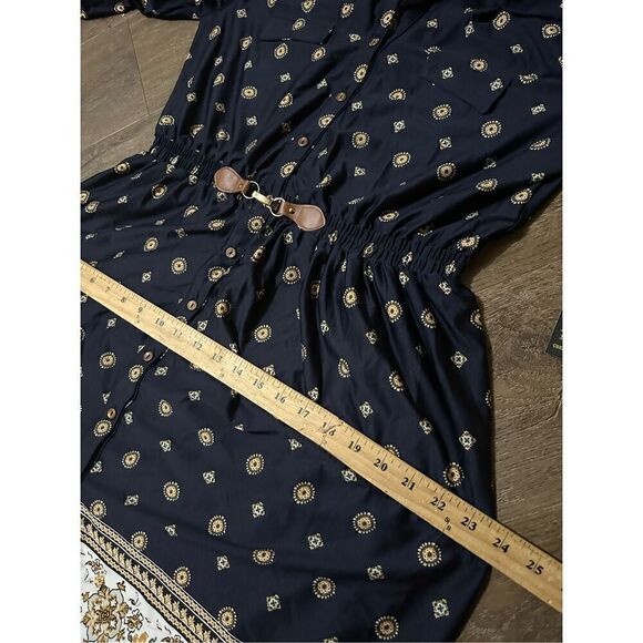 Always Indigo Womens Tunic Dress Button Up Elastic Waist Belted New XL petite ￼ - Picture 11 of 12